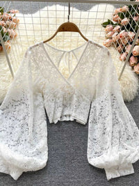 Lace Tie Back Long Sleeve Top 100100430044315 33 Affordable Fashion Under $100 Jerry's Apparel 