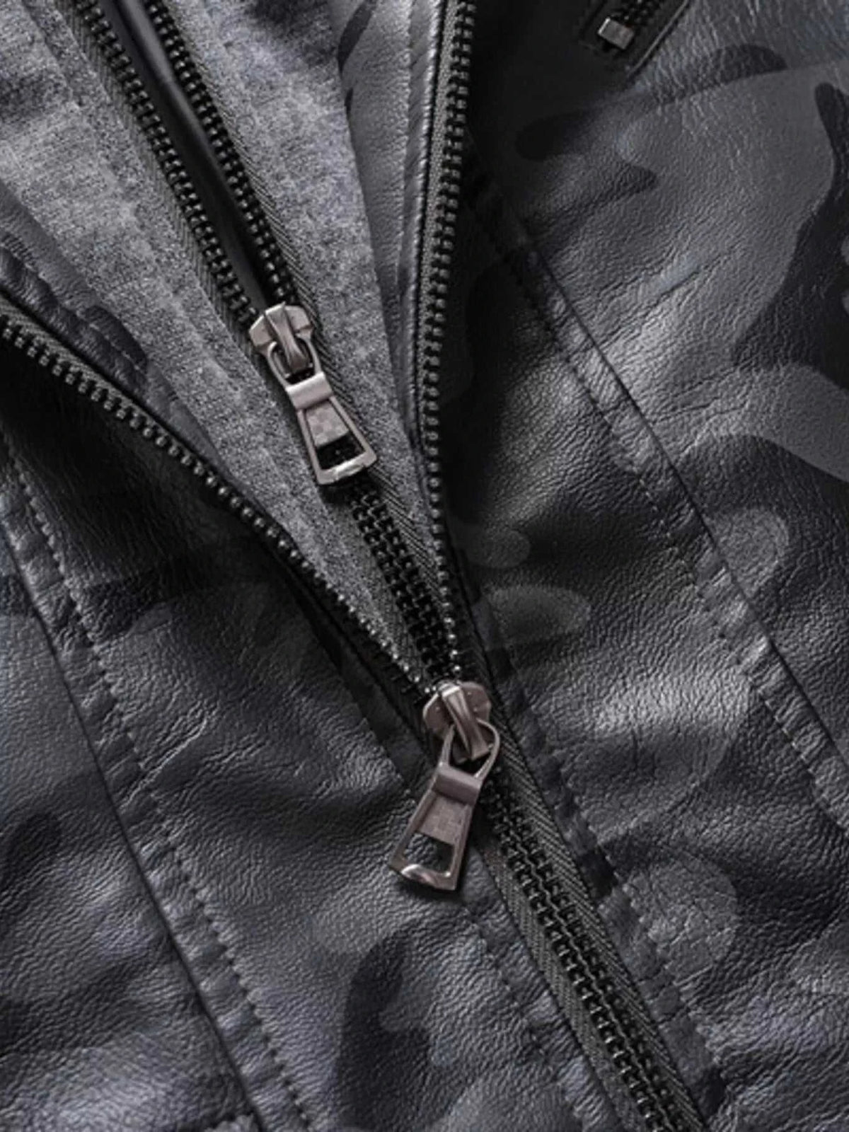 Men's Full Size Camouflage Hooded Faux Leather Jacket Plus Size 100400296121509 96 Affordable Fashion Under $100 Jerry's Apparel 