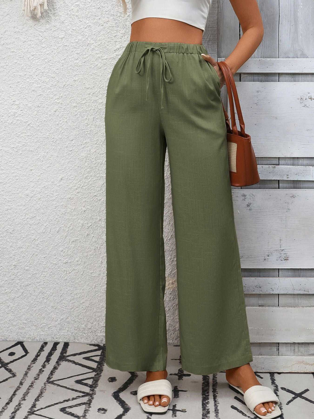 Drawstring High Waist Wide Leg Pants 100100990618349 39 Affordable Fashion Under $100 Jerry's Apparel 