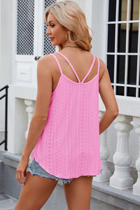 Eyelet Scoop Neck Spaghetti Strap Cami