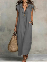 Ruffled V-Neck Maxi Dress 100100710285822 31 Affordable Fashion Under $100 Jerry's Apparel 