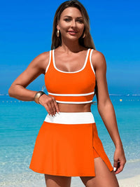 Scoop Neck Top and Skort Swim Set