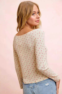 BiBi Floral Printed Spandex Jersey Long Sleeve Top 100100755501881 38 Affordable Fashion Under $100 Jerry's Apparel 