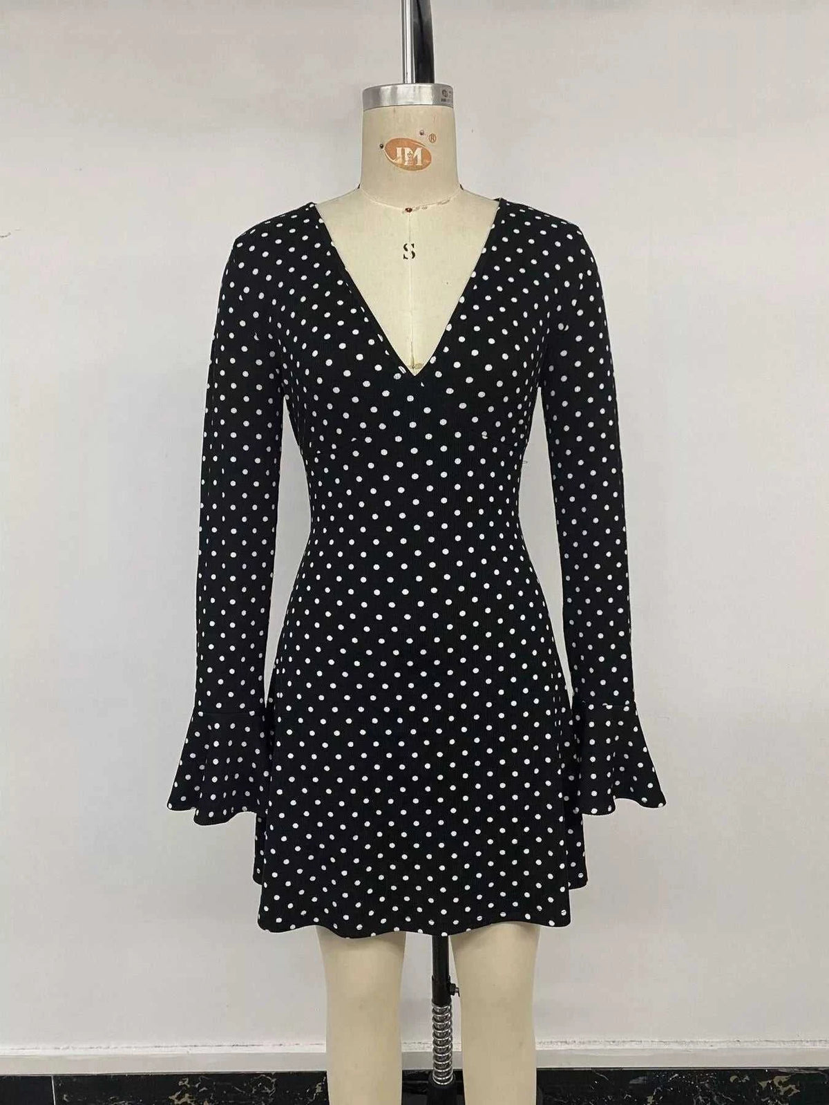 Polka Dot Long Sleeve Ruffle Hem Mini Dress 101001431407704 43 Gifts for Her Jerry's Apparel 