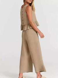 Full Size Ruffled Hem Sleeveless Top and Wide-Leg Pants Set Plus Size 100100048319818 31 Affordable Fashion Under $100 Jerry's Apparel 
