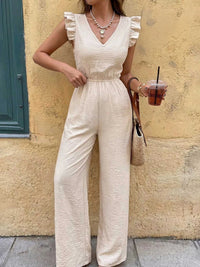 Ruffled V-Neck Wide Leg Jumpsuit 100100577304781 37 Affordable Fashion Under $100 Jerry's Apparel 