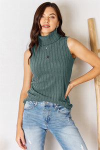 Full Size Ribbed Turtleneck Tank