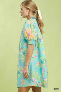 Umgee Botanical Print Dress with Smocked Cuffs 100100706751330 64 Affordable Fashion Under $100 Jerry's Apparel 