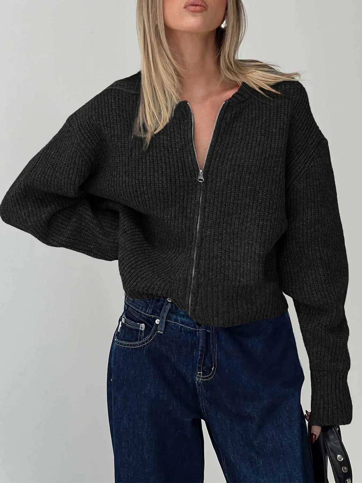 Zip Up Long Sleeve Cardigan 100100441902205 59 Affordable Fashion Under $100 Jerry's Apparel 