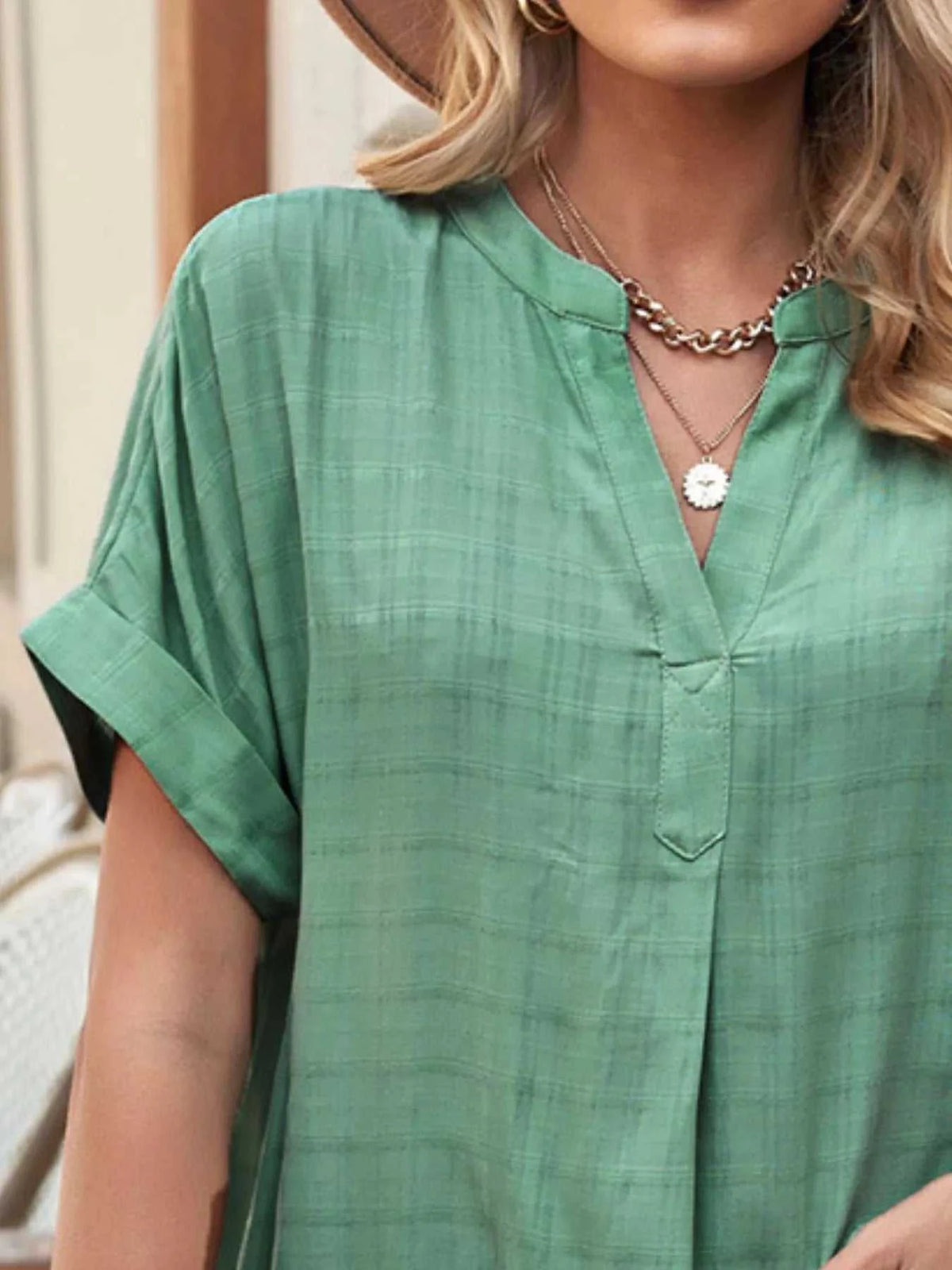 Notched Short Sleeve Blouse 100100089501470 33 Affordable Fashion Under $100 Jerry's Apparel 