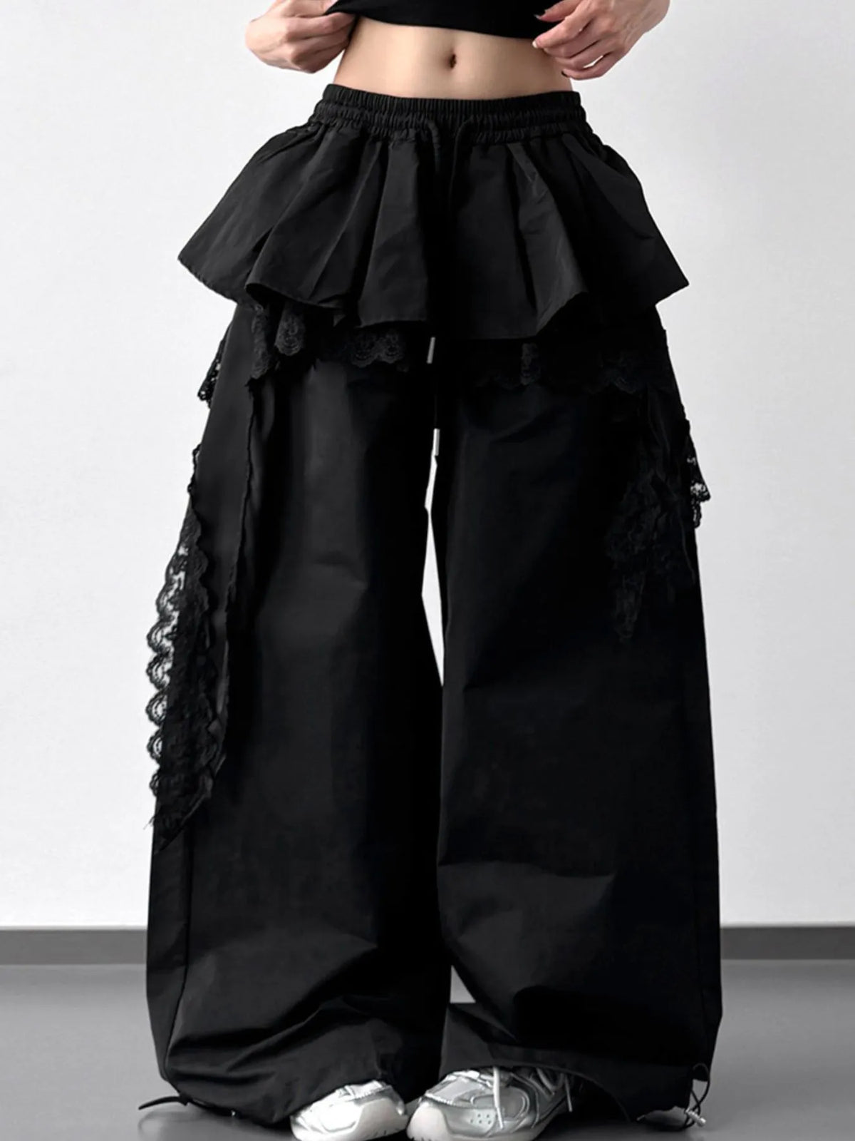 Lace Ruffled Wide Leg Pants