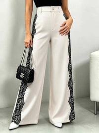 Lace Detail Wide Leg Pants 100100203986473 32 Jerry's Apparel 