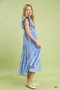 Umgee Seersucker Ruffle Sleeve Tiered Midi Dress 100100933511776 66 Affordable Fashion Under $100 Jerry's Apparel 
