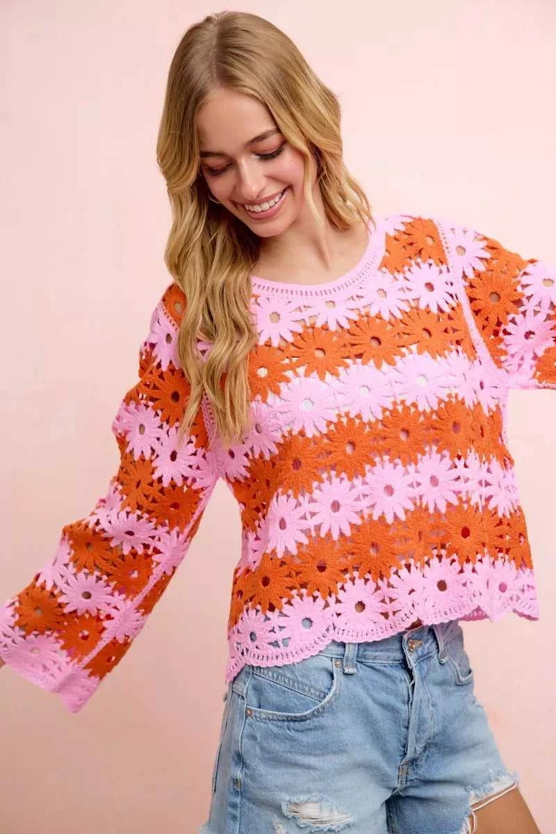 BiBi Flower Crochet Knit Top 100100317131724 56 Affordable Fashion Under $100 Jerry's Apparel 