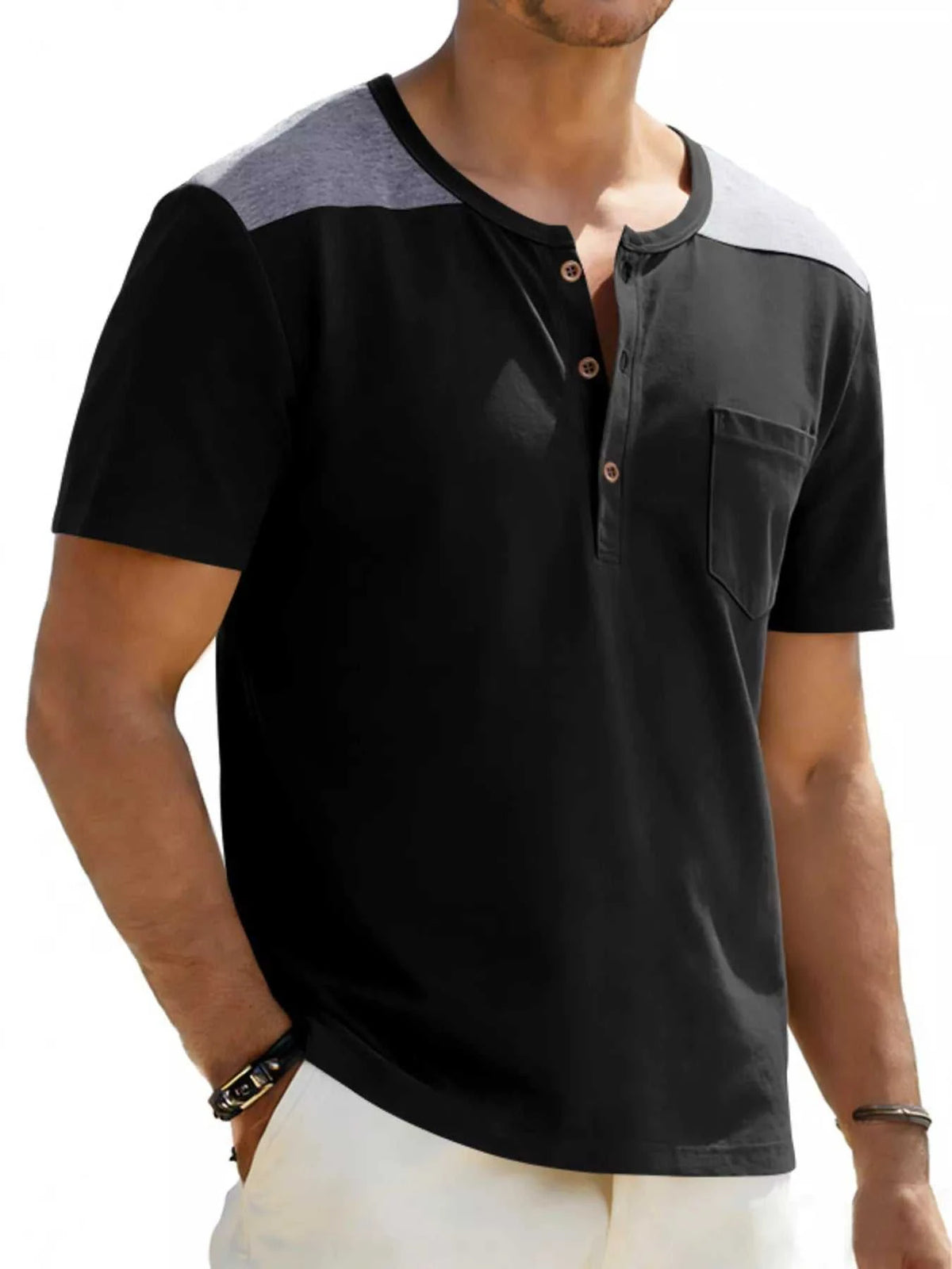 Men's Full Size Casual Henley T-Shirt with Pocket Plus Size 100400796832194 23 Affordable Fashion Under $100 Jerry's Apparel 