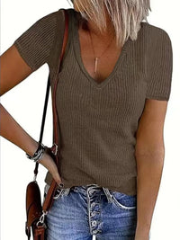 Solid V-Neck Short Sleeve T-Shirt