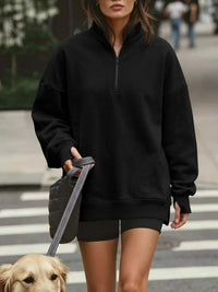 Quarter-Zip Dropped Shoulder Sweatshirt 101001101551160 56 Affordable Fashion Under $100 Jerry's Apparel 