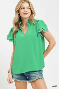 Umgee Scalloped Ruffle Sleeve Top 100100089911411 55 Affordable Fashion Under $100 Jerry's Apparel 