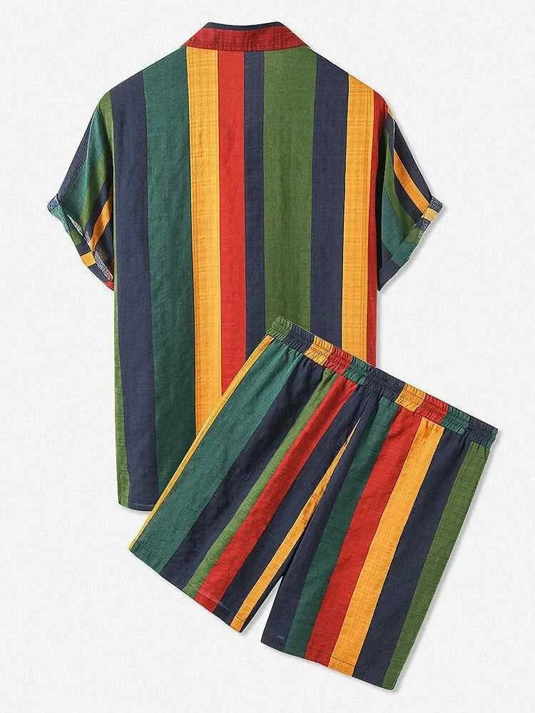 Men's Full Size Striped Button Up Shirt and Shorts Set Plus Size 100400145065467 36 Affordable Fashion Under $100 Jerry's Apparel 