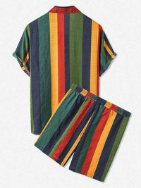 Men's Full Size Striped Button Up Shirt and Shorts Set Plus Size 100400145065467 36 Affordable Fashion Under $100 Jerry's Apparel 