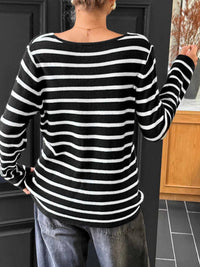 Striped Cross Front Long Sleeve Knit Top 100100783512927 50 Affordable Fashion Under $100 Jerry's Apparel 