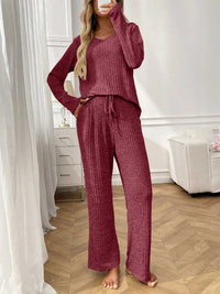 Ribbed Long Sleeve Top and Pants Lounge Set 100100460626810 43 Affordable Fashion Under $100 Jerry's Apparel 