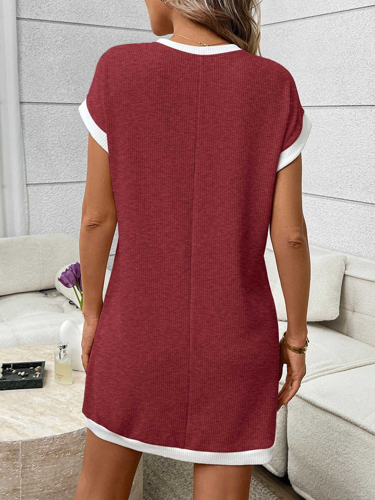 Contrast Trim Ribbed Knit Mini Dress with Pocket 100100281069040 32 Affordable Fashion Under $100 Jerry's Apparel 