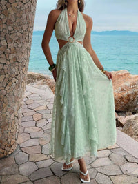 Ruffled Halter Neck Maxi Dress 100100231746653 72 Affordable Fashion Under $100 Jerry's Apparel 