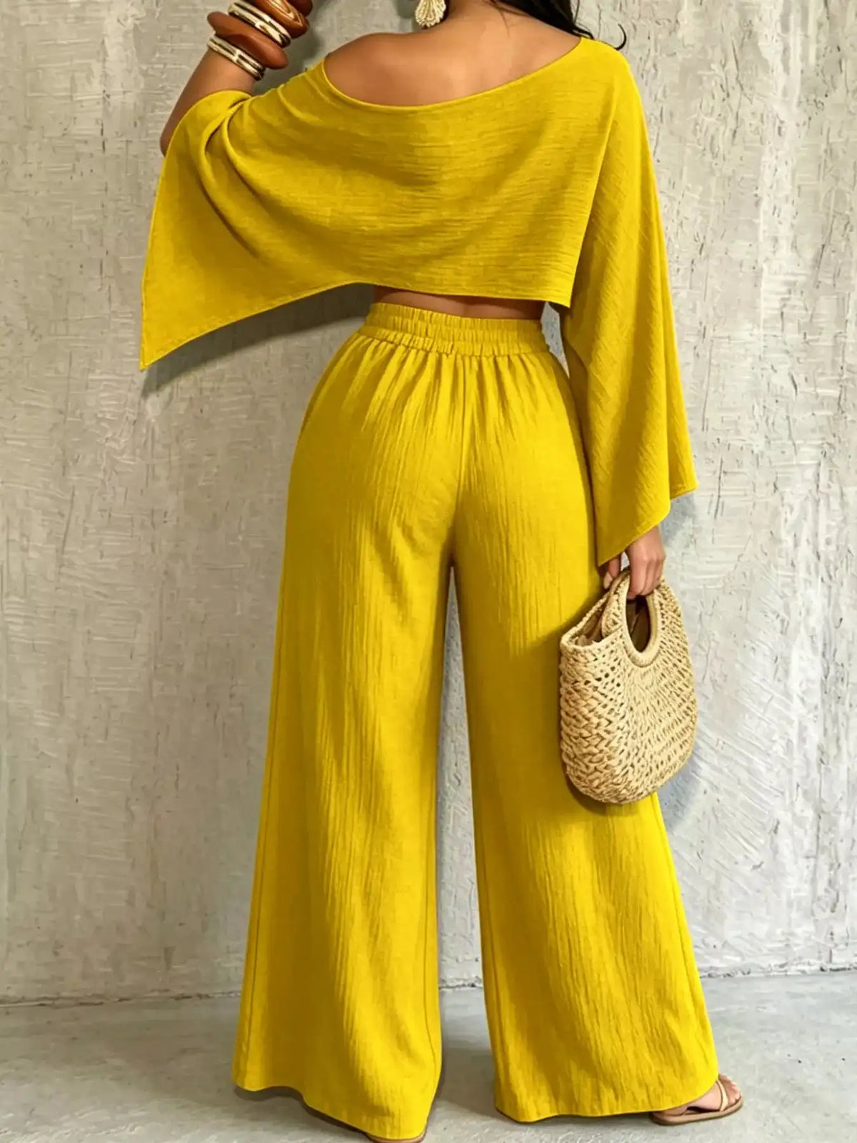Boat Neck Crop Top and Wide-Leg Pants Set 101001634822589 57 Affordable Fashion Under $100 Jerry's Apparel 