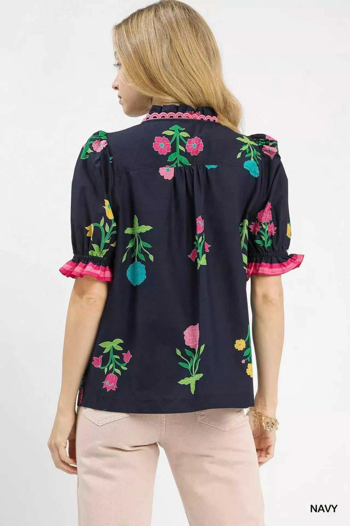 Umgee Petal Parade Print Button-Down Blouse 100100728971463 49 Affordable Fashion Under $100 Jerry's Apparel 