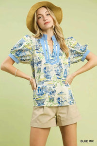 Umgee Abstract Print V-Neck Top 100100266891786 45 Affordable Fashion Under $100 Jerry's Apparel 