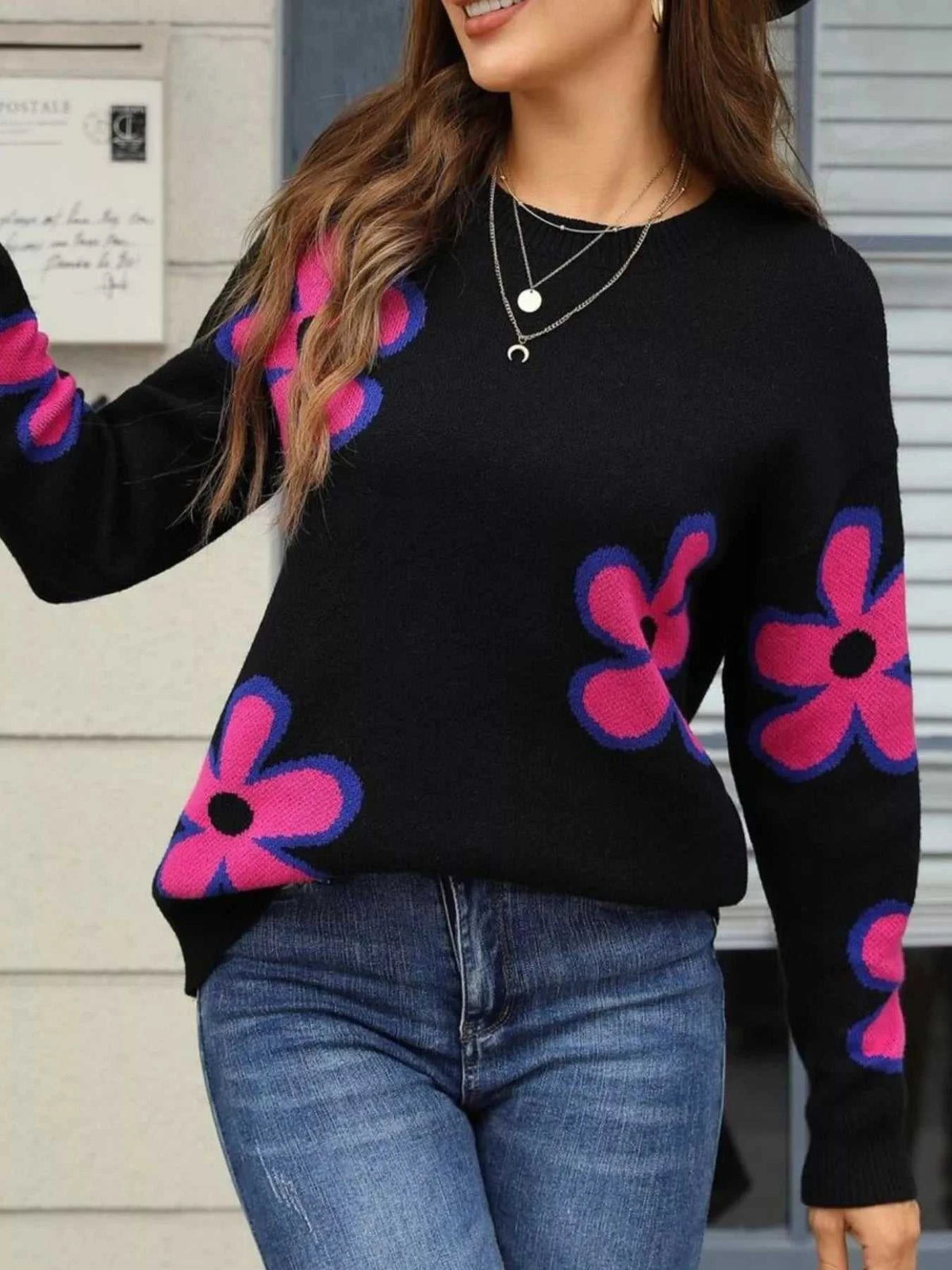 Floral Crew Neck Sweater 100100135232567 49 Affordable Fashion Under $100 Jerry's Apparel 