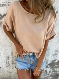 Full Size Loose Fit Short Sleeve T-Shirt Plus Size