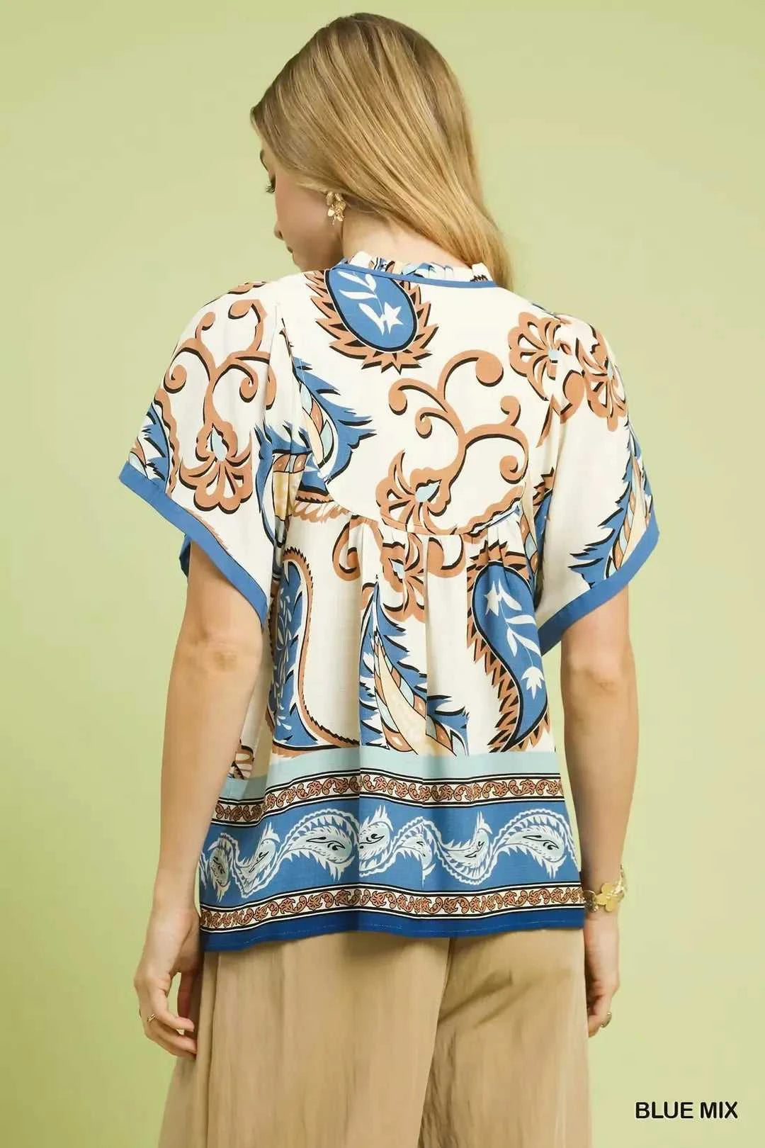 Umgee Mix Paisley Border Print Tassel Top 100100469451868 45 Affordable Fashion Under $100 Jerry's Apparel 