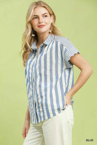 Umgee Striped Button Front Flutter Sleeve Top 100100338391100 49 Affordable Fashion Under $100 Jerry's Apparel 