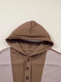 Oversize Waffle Patchwork Exposed Seam Casual Hoodie 100100932078895 56 Affordable Fashion Under $100 Jerry's Apparel 