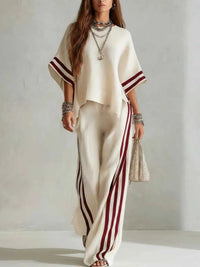 Full Size Striped 3/4 Sleeve Top and Pants Set Plus Size 100100536738570 39 Affordable Fashion Under $100 Jerry's Apparel 