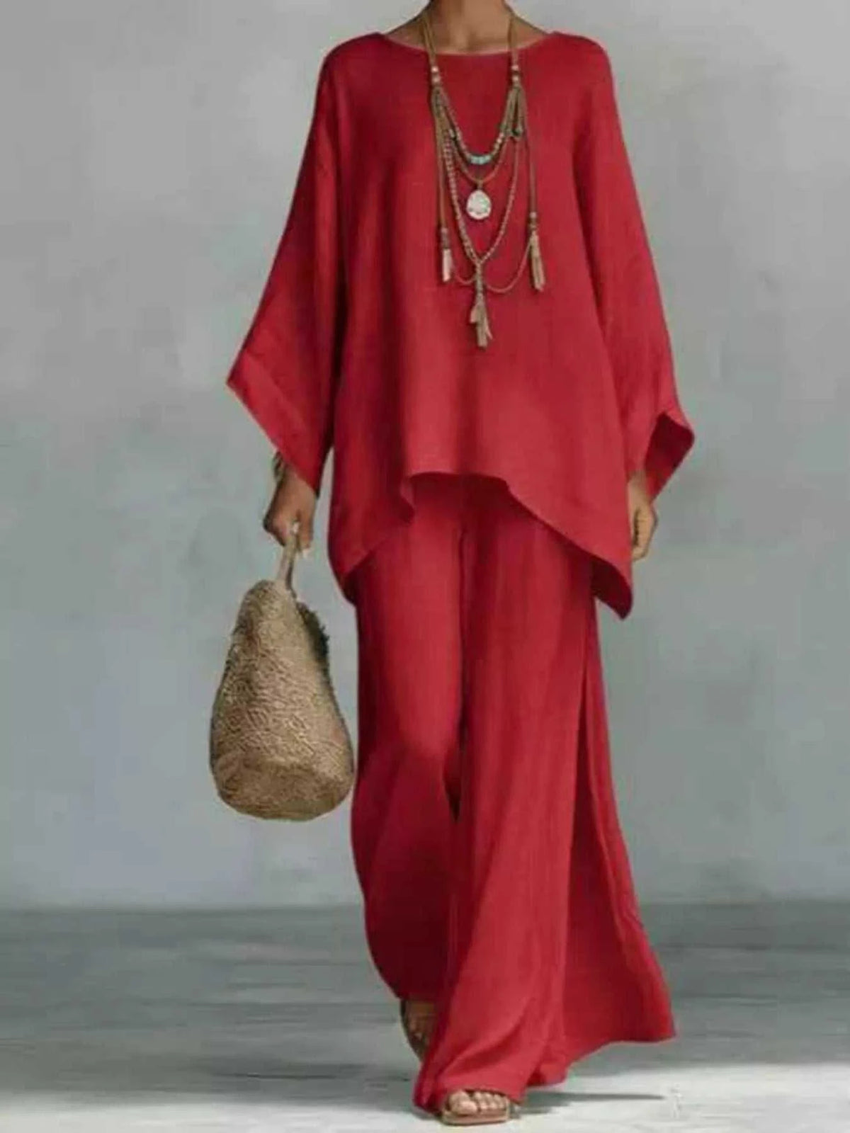 Full Size Round Neck Top and Wide Leg Pants Set Plus Size 100100323252358 37 Affordable Fashion Under $100 Jerry's Apparel 