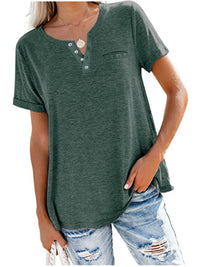 Full Size Notched Short Sleeve T-Shirt Plus Size