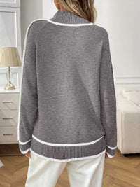 Contrast Trim Turtleneck Long Sleeve Sweater 100100412481042 50 Seasonal Fashion Collections Jerry's Apparel 