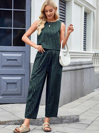 Plaid Sleeveless Top and Pants Set 100100045523661 39 Affordable Fashion Under $100 Jerry's Apparel 