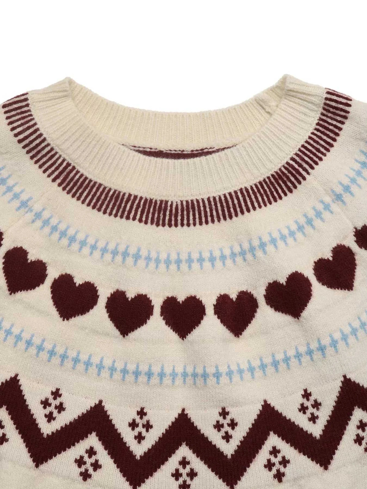 Heart-Patterned Crew Neck Sweater 101002546333255 55 Affordable Fashion Under $100 Jerry's Apparel 