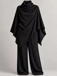 Full Size Turtleneck Poncho and Wide-Leg Pants Set Plus Size 101002605950123 65 Gifts for Her Jerry's Apparel 