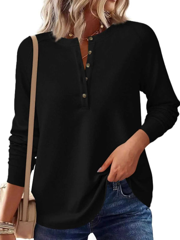 Waffle Knit Henley Long Sleeve T-Shirt 101001290624131 47 Affordable Fashion Under $100 Jerry's Apparel 
