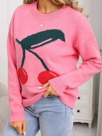 Cherry Round Neck Sweater 100100439201437 48 Affordable Fashion Under $100 Jerry's Apparel 