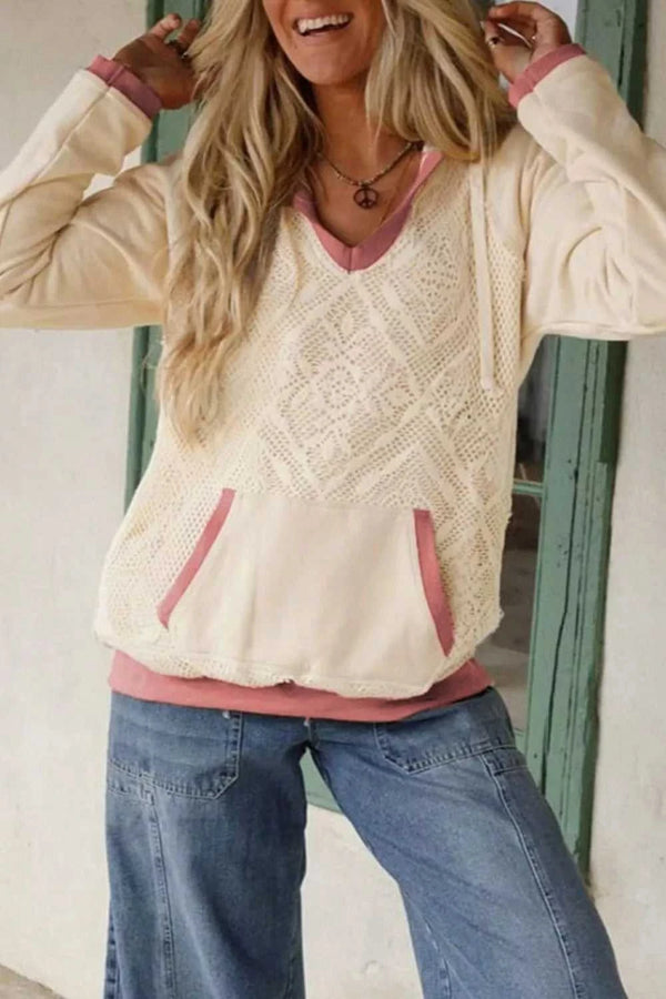 Crochet Knit Contrast Trim Hoodie 101001831201089 52 Affordable Fashion Under $100 Jerry's Apparel 