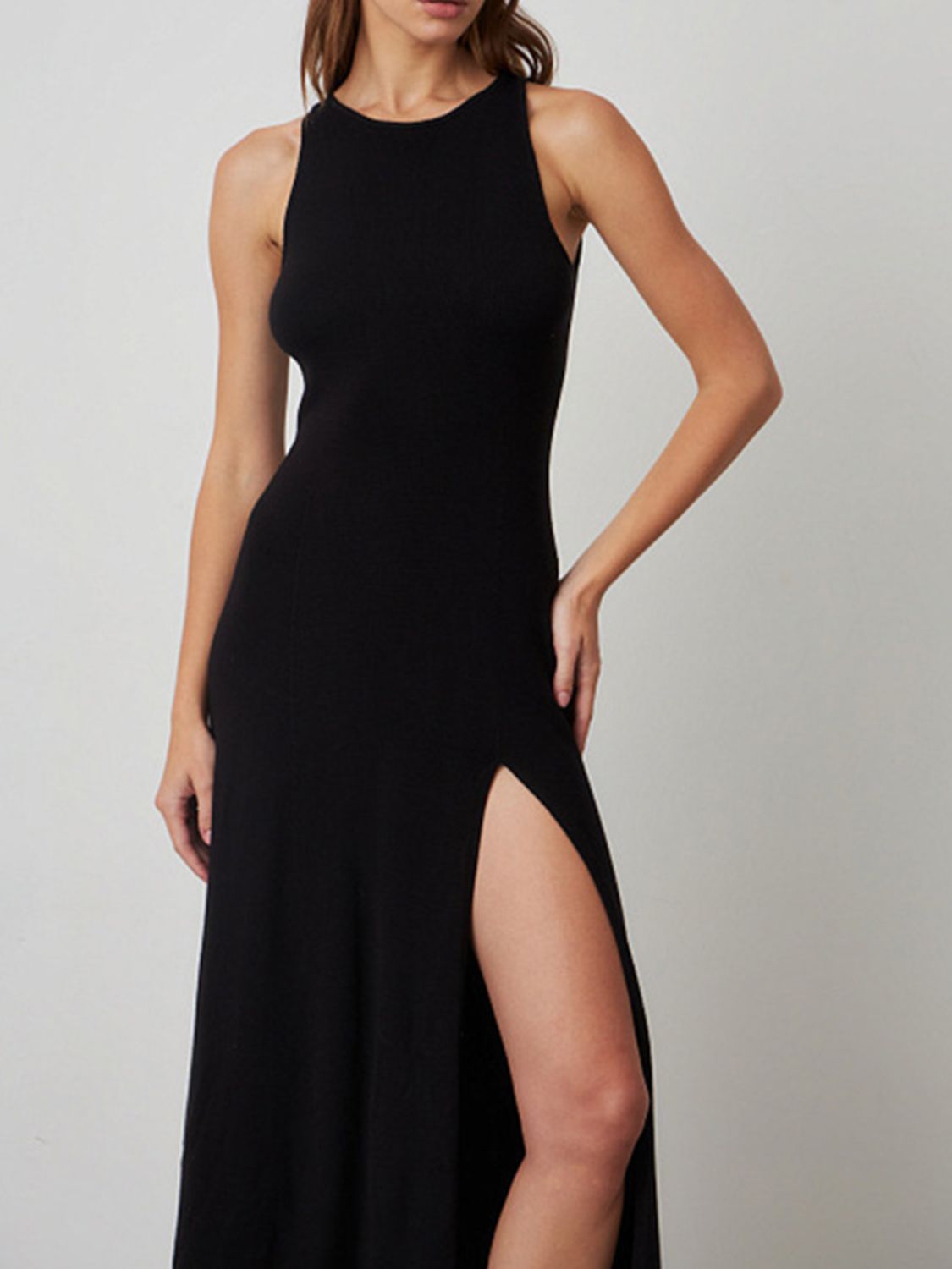 Side Slit Round Neck Sleeveless Dress