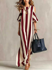 Striped Cold Shoulder Maxi Dress 100100347460143 32 Affordable Fashion Under $100 Jerry's Apparel 