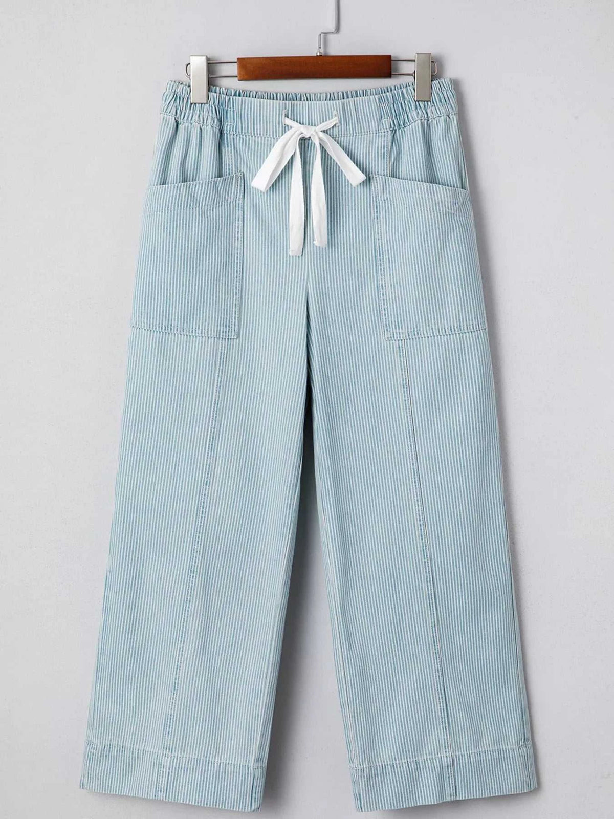 Stripe Mid Rise Drawstring Waist Jeans 100100698319800 58 Affordable Fashion Under $100 Jerry's Apparel 