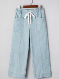 Stripe Mid Rise Drawstring Waist Jeans 100100698319800 58 Affordable Fashion Under $100 Jerry's Apparel 